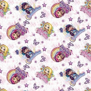 Nickelodeon Fabric Nelvana Little Charmers Friends in White 100% Cotton Fabric From Springs Creative