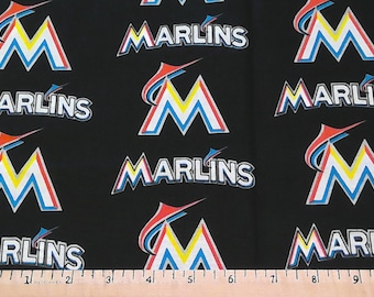 MLB Miami Marlins Baseball PRE-CUT Fabric 100% Cotton