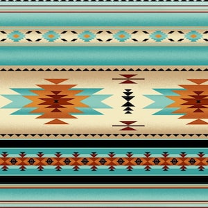 Tucson Southwest Stripe in Light Turquoise 100% Cotton Fabric From Elizabeth&#39;s Studios