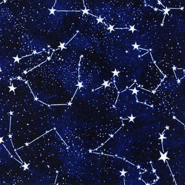 Midnight Glow in the Dark Constellations in Blue 100% Cotton Fabric from Timeless Treasures