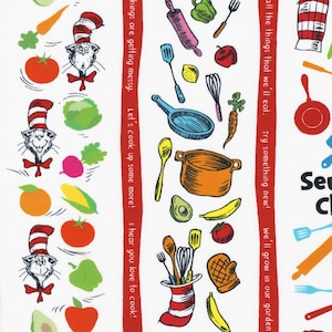 Dr. Seuss Fabric Stripes in White Premium Quality 100% Cotton Fabric  From Robert Kaufman