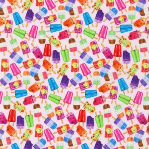 Food Fabric Sweet Tooth Popsicles in Light Pink Premium Quality 100% Cotton Fabric  From Robert Kaufman