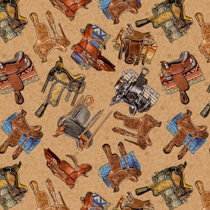 Big Sky Country Caramel Saddled Toss 100% Cotton Fabric from Michael Miller