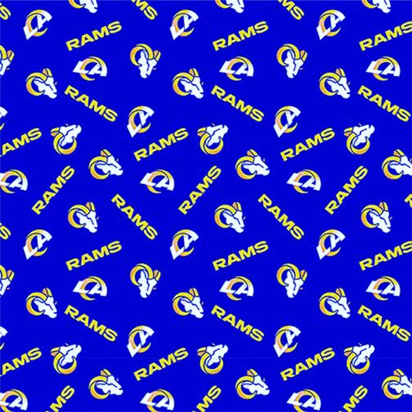 Los Angeles Rams Fabric Football Toss NFL Fabric in Blue 58" Wide 100% Cotton Fabric From Fabric Traditions