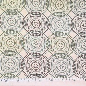 PRE-CUT Fabric Geo Fanfare Surf in Tan from Richloom with Green, Blue and Brown 100% Cotton Fabric
