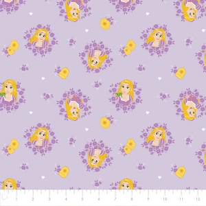 Disney Fabric Forever Princess Rapunzel Wreaths in Light Purple 100% Cotton Fabric From Camelot