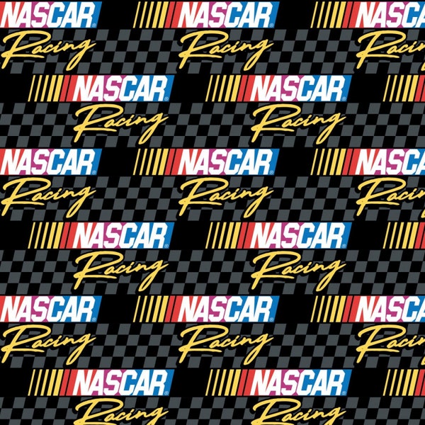 NASCAR Fabric Retro Racing in Black 100% Cotton Fabric  from Camelot