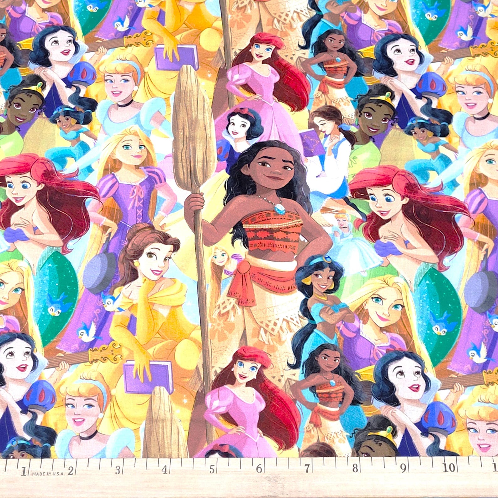 Princess Material Disney Princess Fabric All Princesses Packed in Multi 100% Cotton ...
