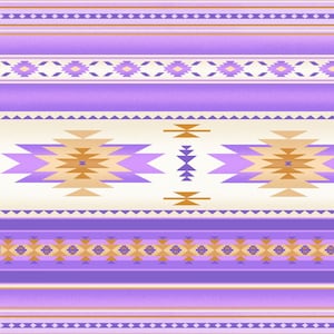 Tucson Fabric Southwest Stripe Indian Blanket Print in Lavender 100% Cotton Fabric From Elizabeth&#39;s Studios