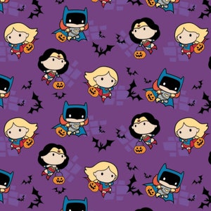 DC Comics Fabric Halloween Fabric Girl Kawaii in Purple Premium Quality 100% Cotton Fabric From Camelot