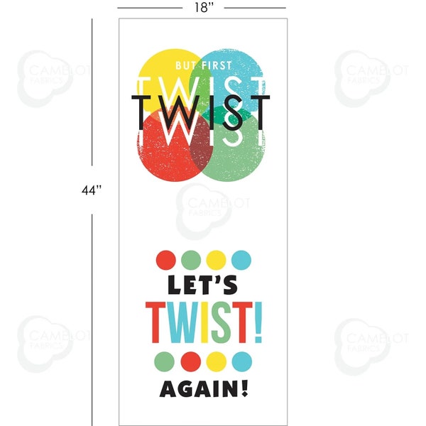 Hasbro Fabric Panel Twister But First Twist in White 100% Cotton Premium Quality Fabric From Camelot