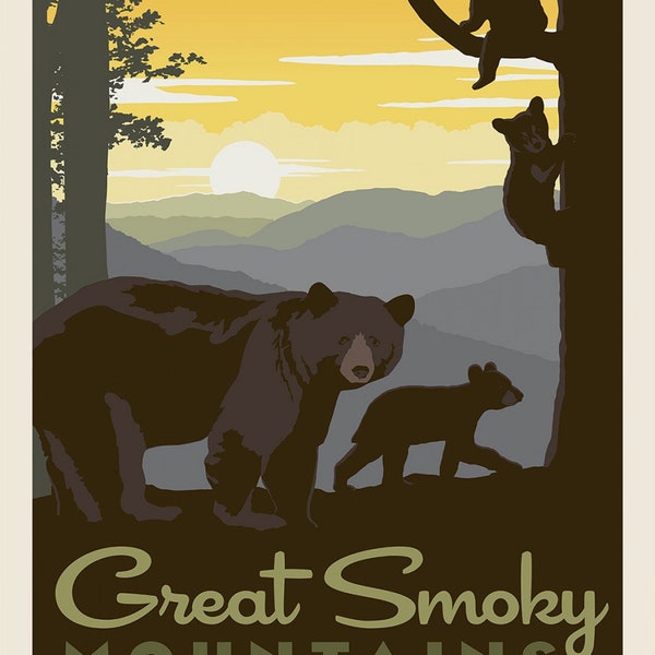 National Parks Great Smoky Mountains Bear Panel 100% Cotton Fabric from Riley Blake