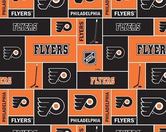 Philadelphia Flyers Fabric Blocks NHL Hockey Fabric Premium Quality 100% Cotton Fabric From Sykel