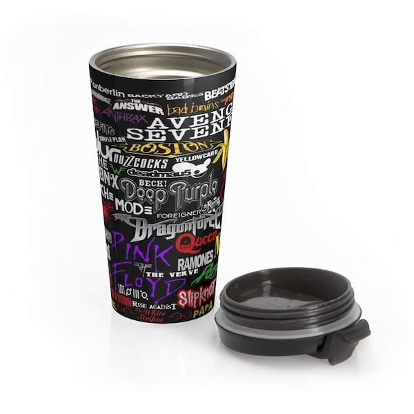 80s Rock Bands - Stainless Steel Travel Mug