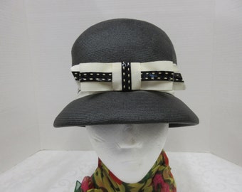 Mod 1960s Hat, Formal Hat, Straw Hat, Bucket Hat, Vintage Hat
