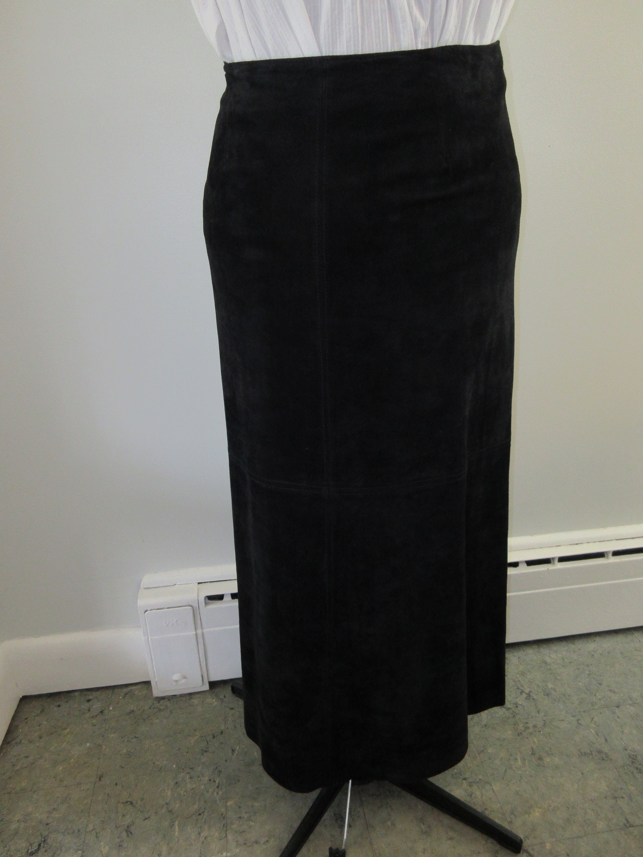 Suede Skirt Long Black Leather Skirt Danier Leather Maxi | Etsy