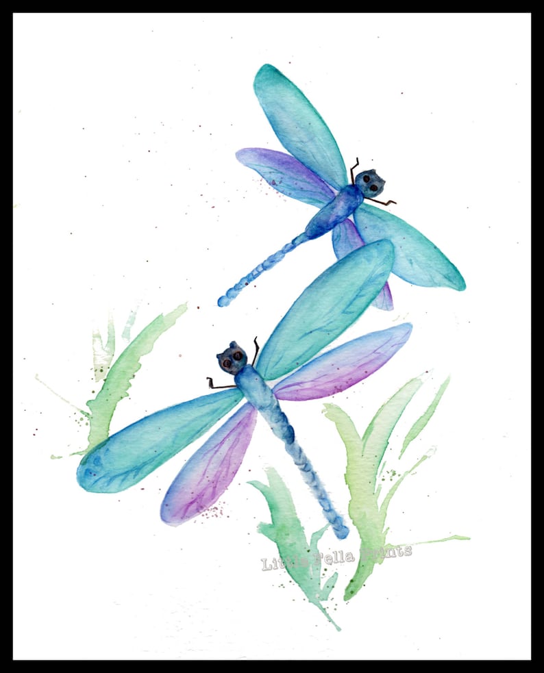 Dragonfly watercolor print dragonflies art botanical prints Etsy