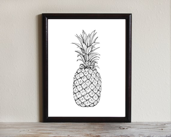 Pineapple Drawing Instant Download Printable Art Pineapple Etsy