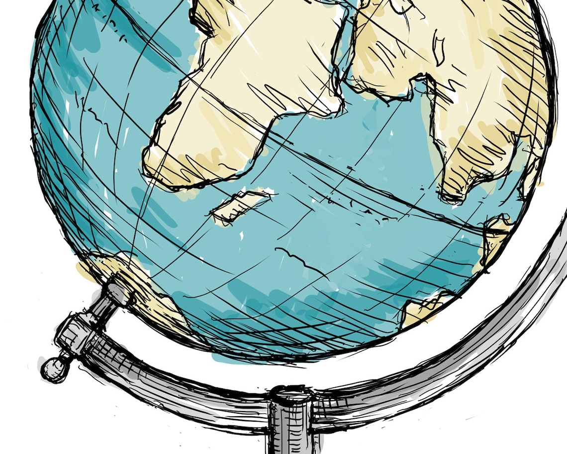 Globe Art Print, Instant Download Printable Art, Travel, World Map