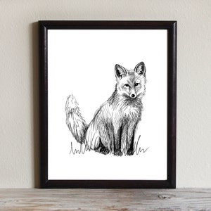 Fox Print, Woodland Nursery, Instant Download Printable Art, Digital Files, Nursery Wall Art, Fox Drawing
