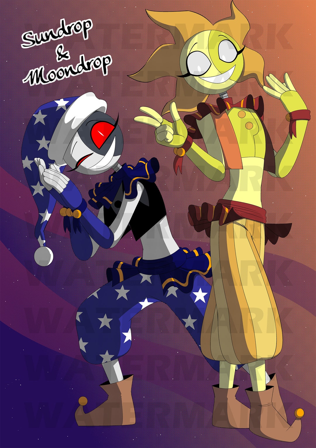 FNAF:SB Sun and Moon Animatronic Stickers -  Sweden