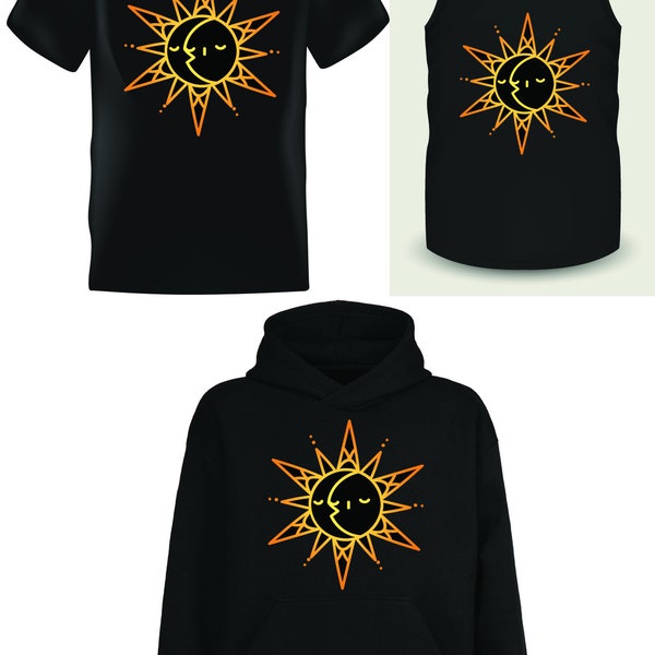 Sun and Moon - Black T-Shirt, Tank Top & Hoodie (S/M/L/XL/2XL)