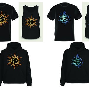 Sun and Moon - Black T-Shirt, Tank Top & Hoodie (S/M/L/XL/2XL) Unisex, Fashionable, Soft and Comfortable