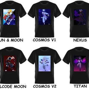 FNAF: Sonne und Mond, Cosmos, Nexus, KillCode und Titan - Schwarzes T-Shirt (S/M/L/XL/2XL) Unisex, modisch, weich und bequem