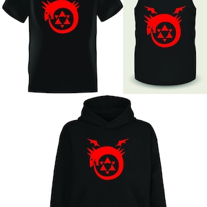 Fullmetal Alchemist/Brotherhood Homunculus - T-shirt nera, canotta e felpa con cappuccio (S/M/L/XL/2XL) unisex, alla moda, morbida e comoda