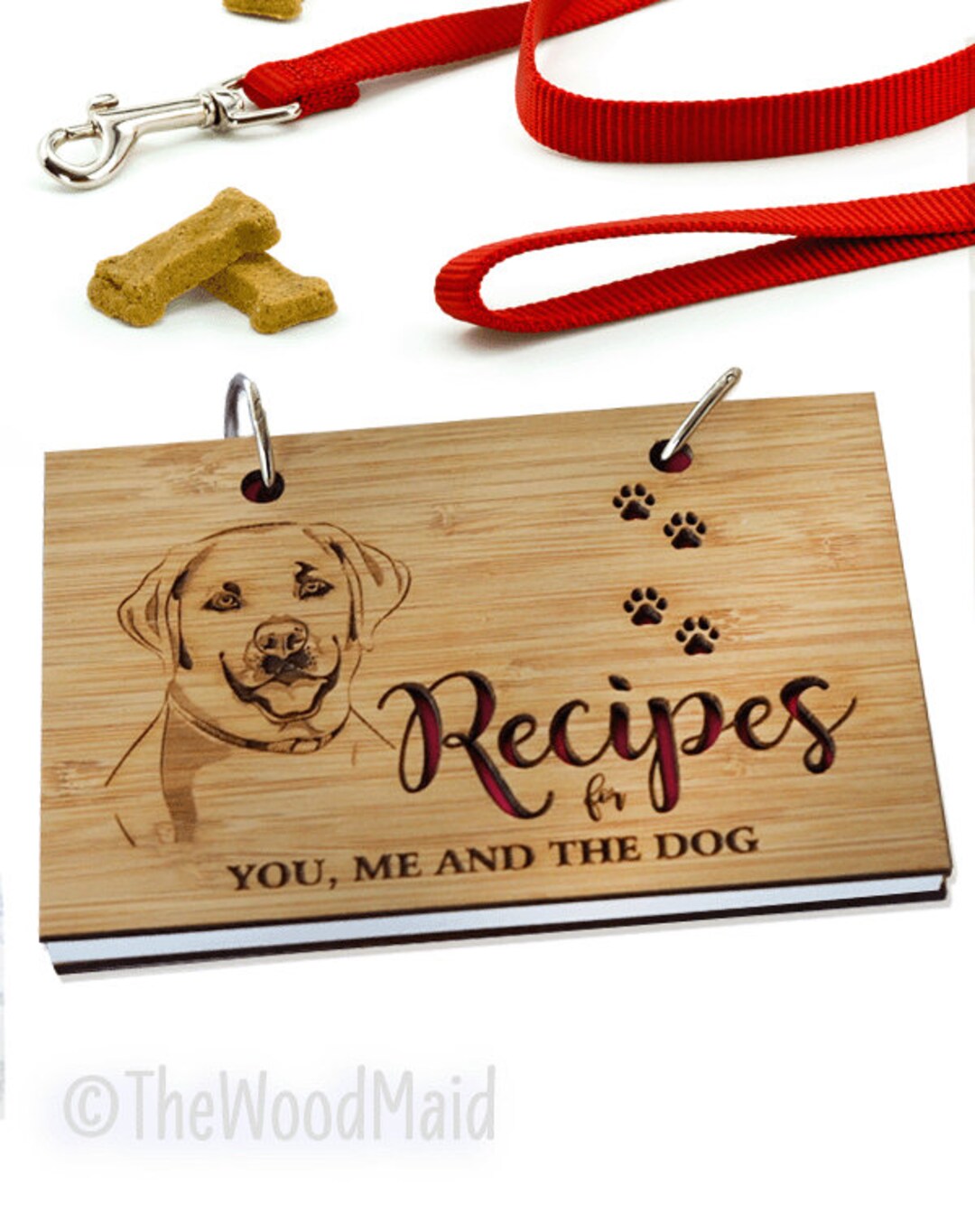 Dog Food Recipe Book Engraved Wooden Cover With a Dog Etsy