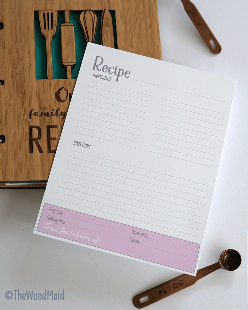 Inspirational custom recipe book binder for 5x8 recipe cards Etsy