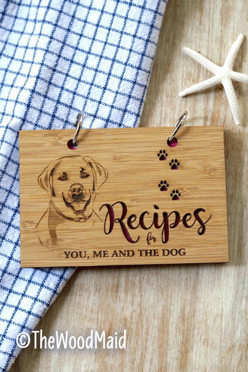 Dog Food Recipe Book Engraved Wooden Cover With a Dog Etsy