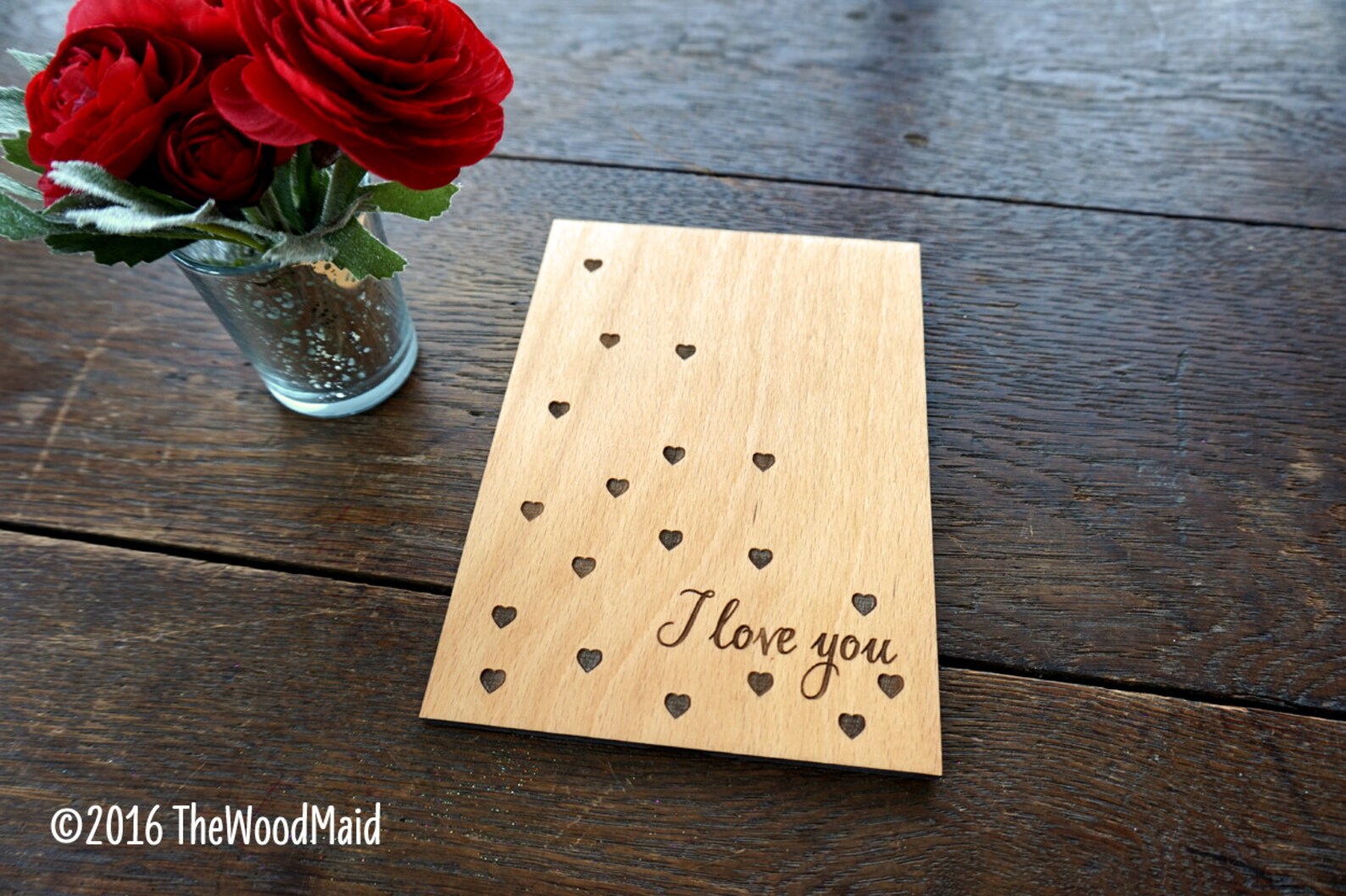 Valentines Day Card Personalized Wood Engraved I Love You Etsy Ireland