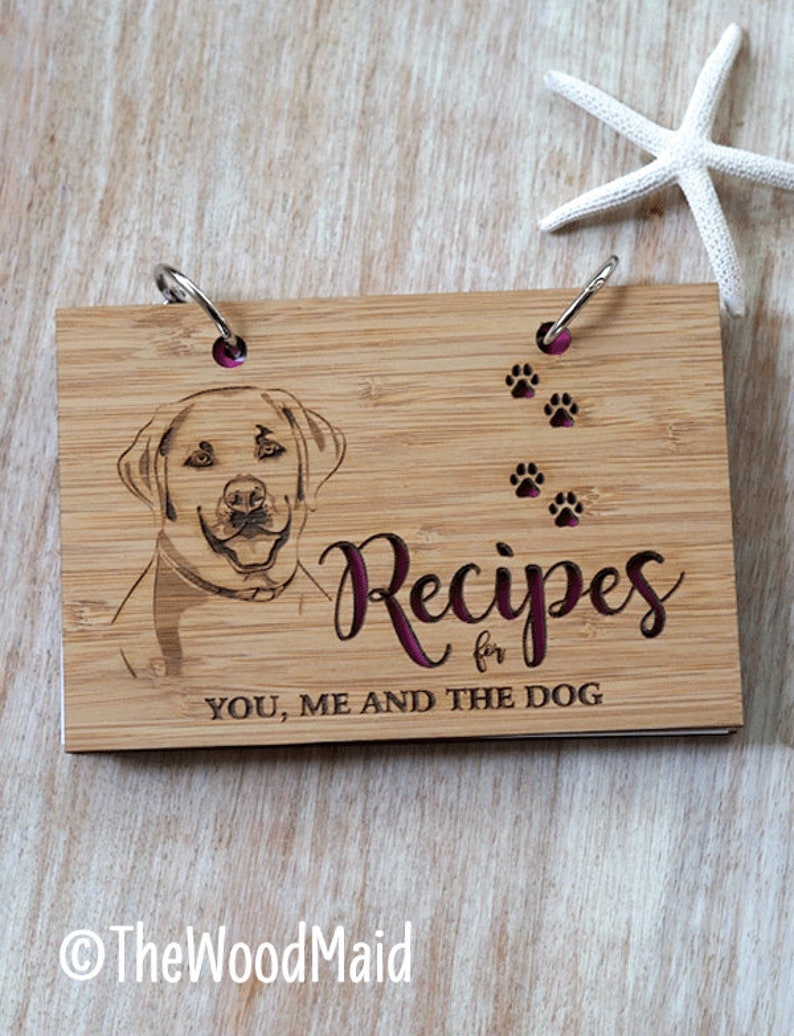 Dog Food Recipe Book Engraved Wooden Cover With a Dog Etsy