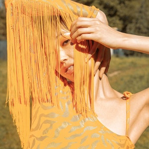 Asymmetrical Bodysuit Fringes "WAVER" Lettau Art Fashion