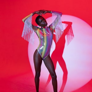 Rainbow Bodysuit Fringes "PRIDE" Lettau Art Fashion