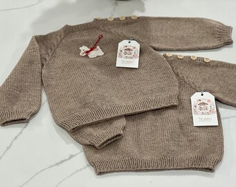 Organic Cotton Kids Sweater, Handmade, Hand knitted, Kids Clothing, One-of-a-kind