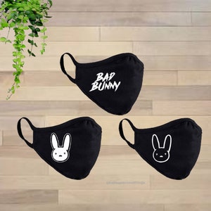 Bad Bunny Face Mask | Reusable/Washable, Cotton & Polyester Dual Layer Fabric | Made and Shipped in USA