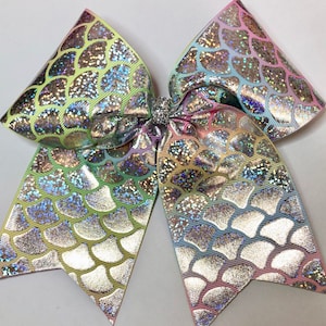 Mermaid Rainbow ombré cheer bow / softball bow