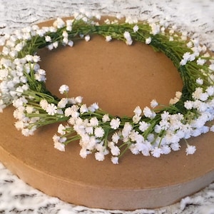 Flower Crown, White Baby&#39;s Breath, Greenery, Wedding Headpiece, Bridal Crown, Girls Flower Crown, Hair Accessory, Flower Girl Crown