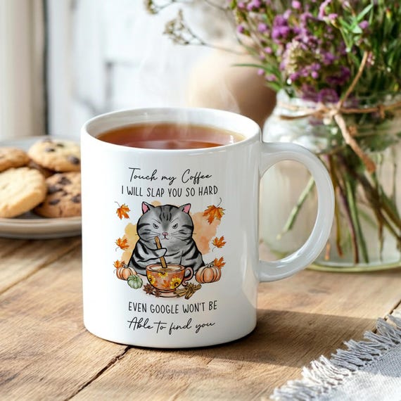 Grumpy Cat Mug Birthday Christmas Funny Autumn Design Lover Sarcastic Quirky  Ceramic