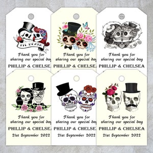 Personalised Gothic Wedding Thank You Favour tags Pack of 12 WITH OR WITHOUT Ribbon