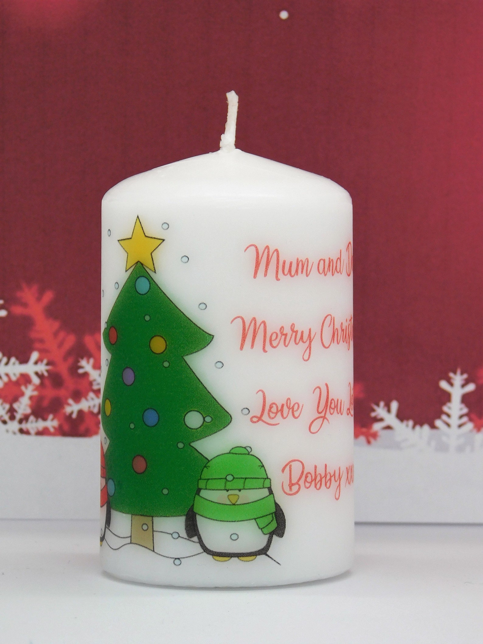 Personalised Christmas Santa Xmas Tree Candle Mum Dad - Etsy UK