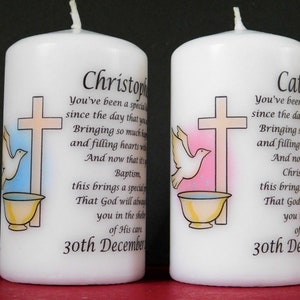 Personalised Christening Baptism Candle Gift Present Boy Or Girl