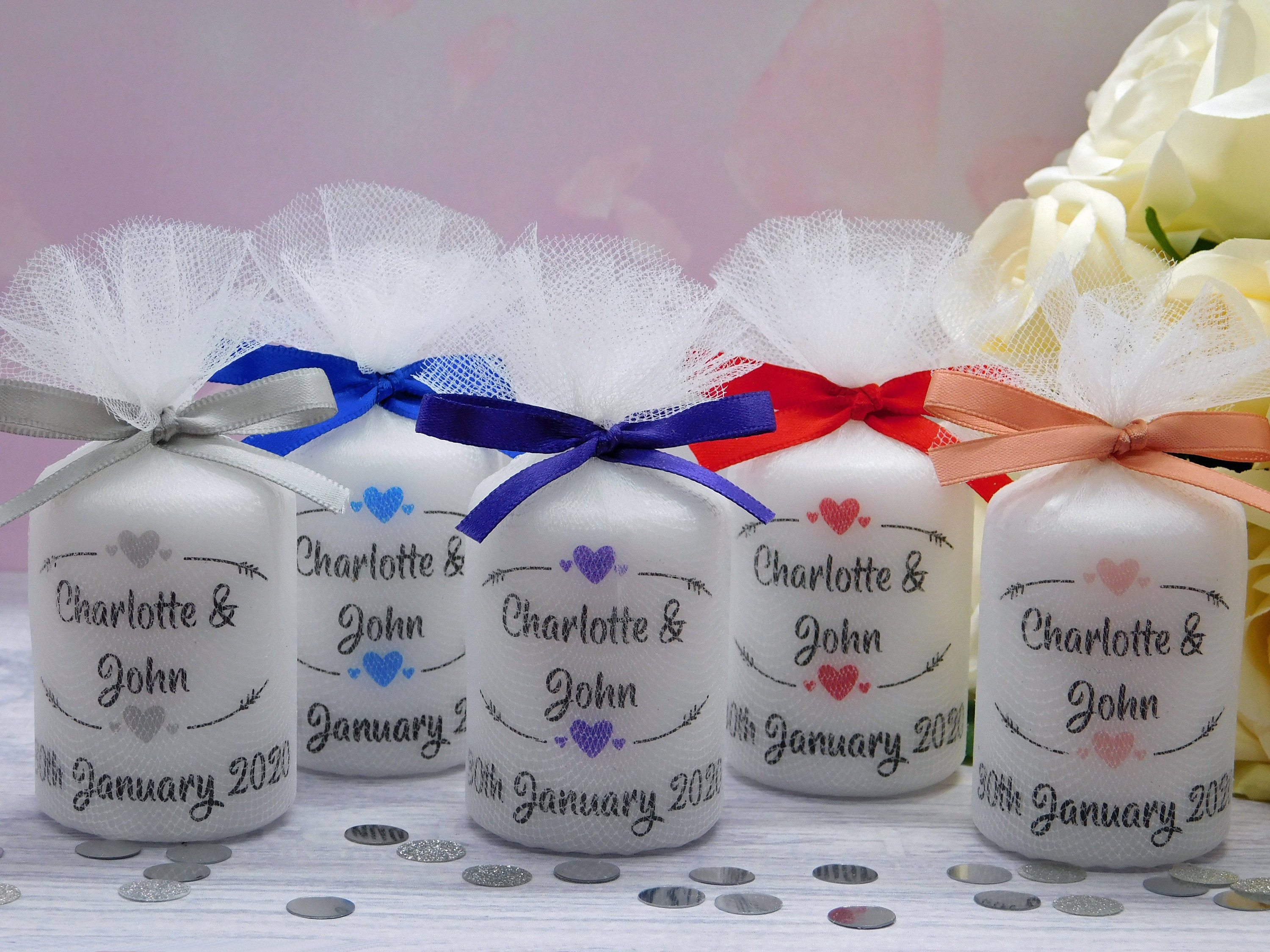 Personalised on sale candle favours