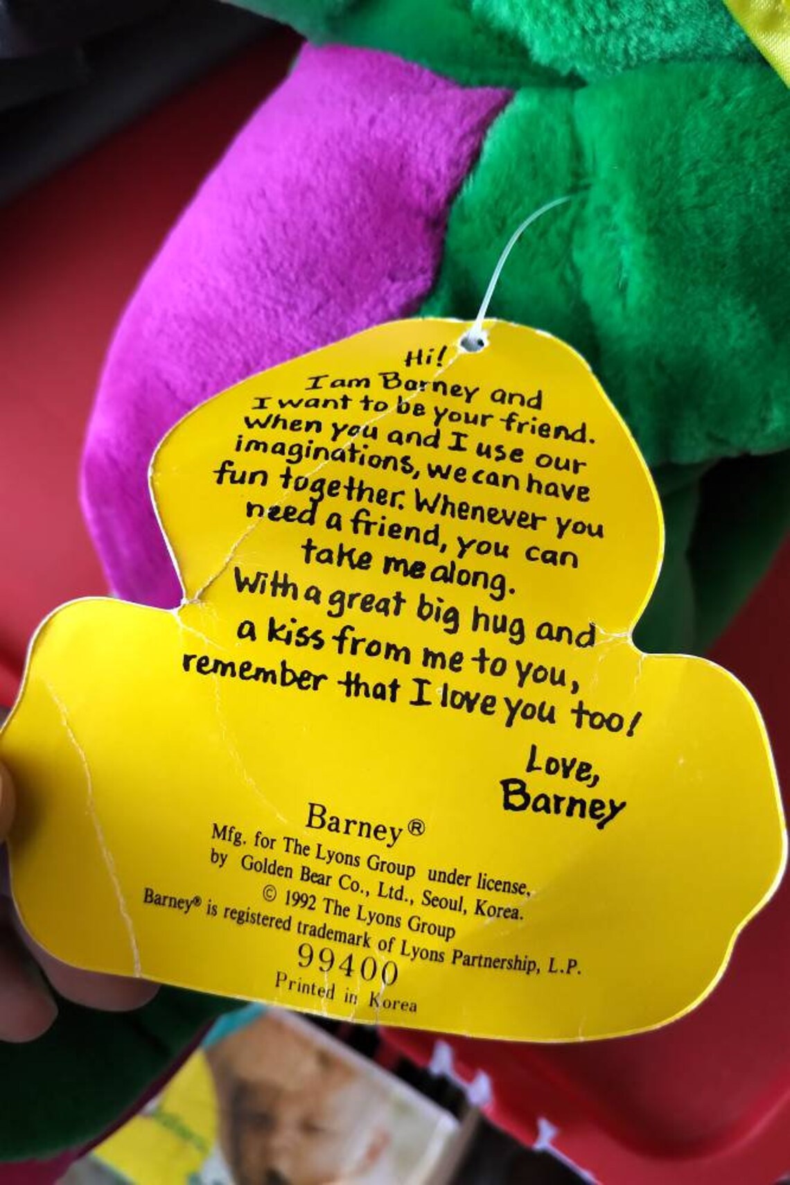 1992 Baby Bop Plush Puppet With Yellow Blanket From Barney Etsy