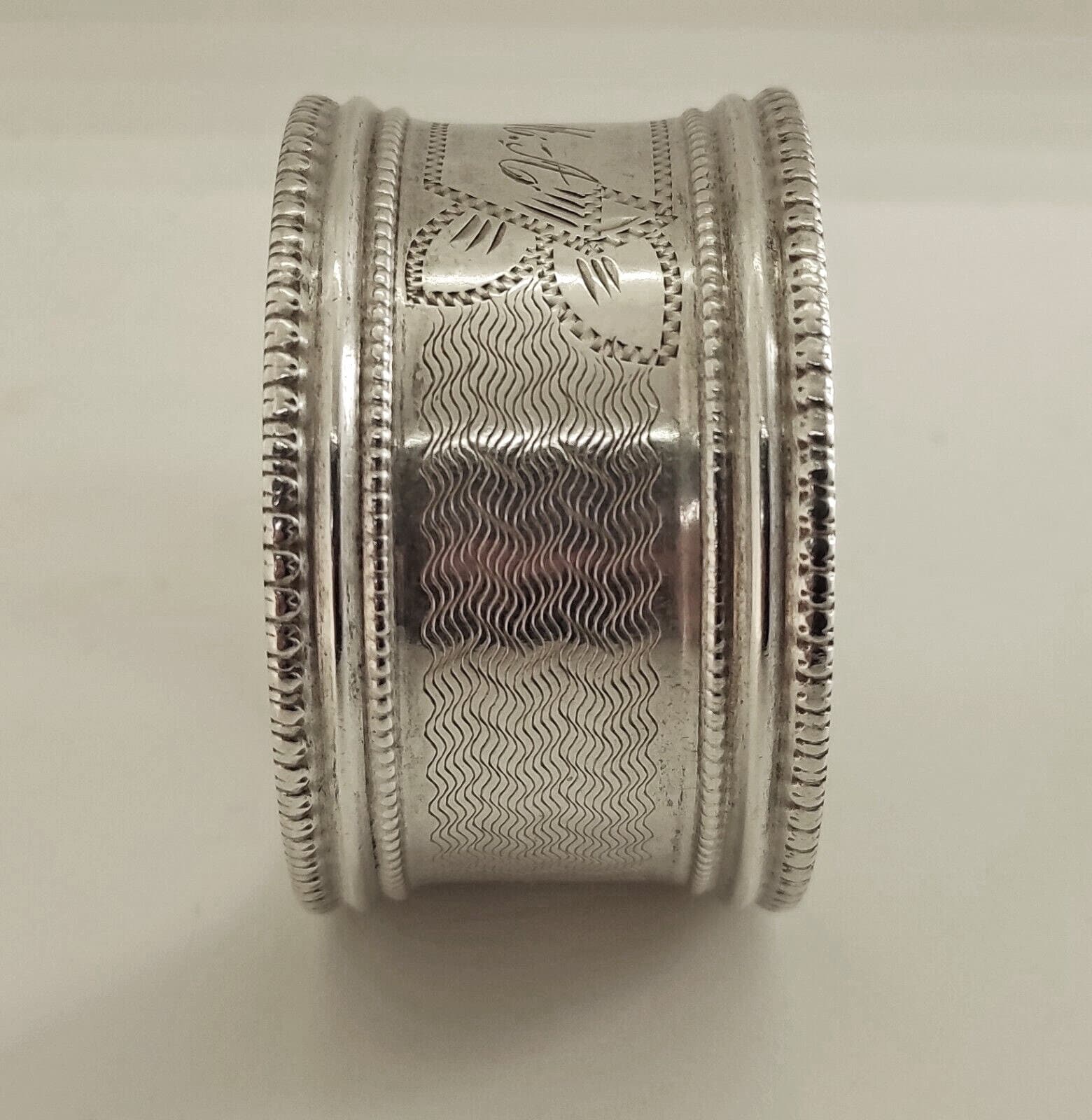 French .800 Solid Silver Napkin Ring Guilloche Decor Etsy