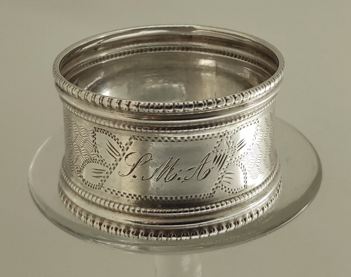 French .800 Solid Silver Napkin Ring Guilloche Decor Etsy