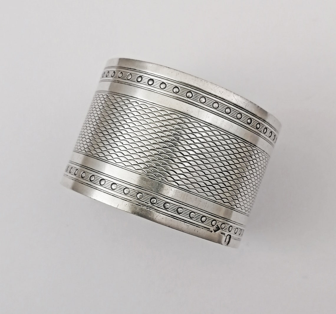 French Sterling Silver Napkin Ring Guilloche Decor Etsy