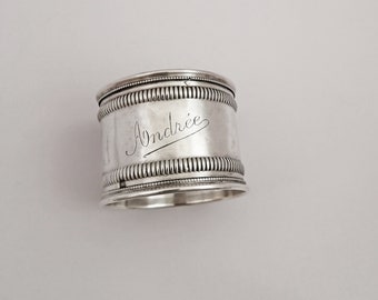 French .800 Solid Silver Napkin Ring - 'Andrée' Inscription